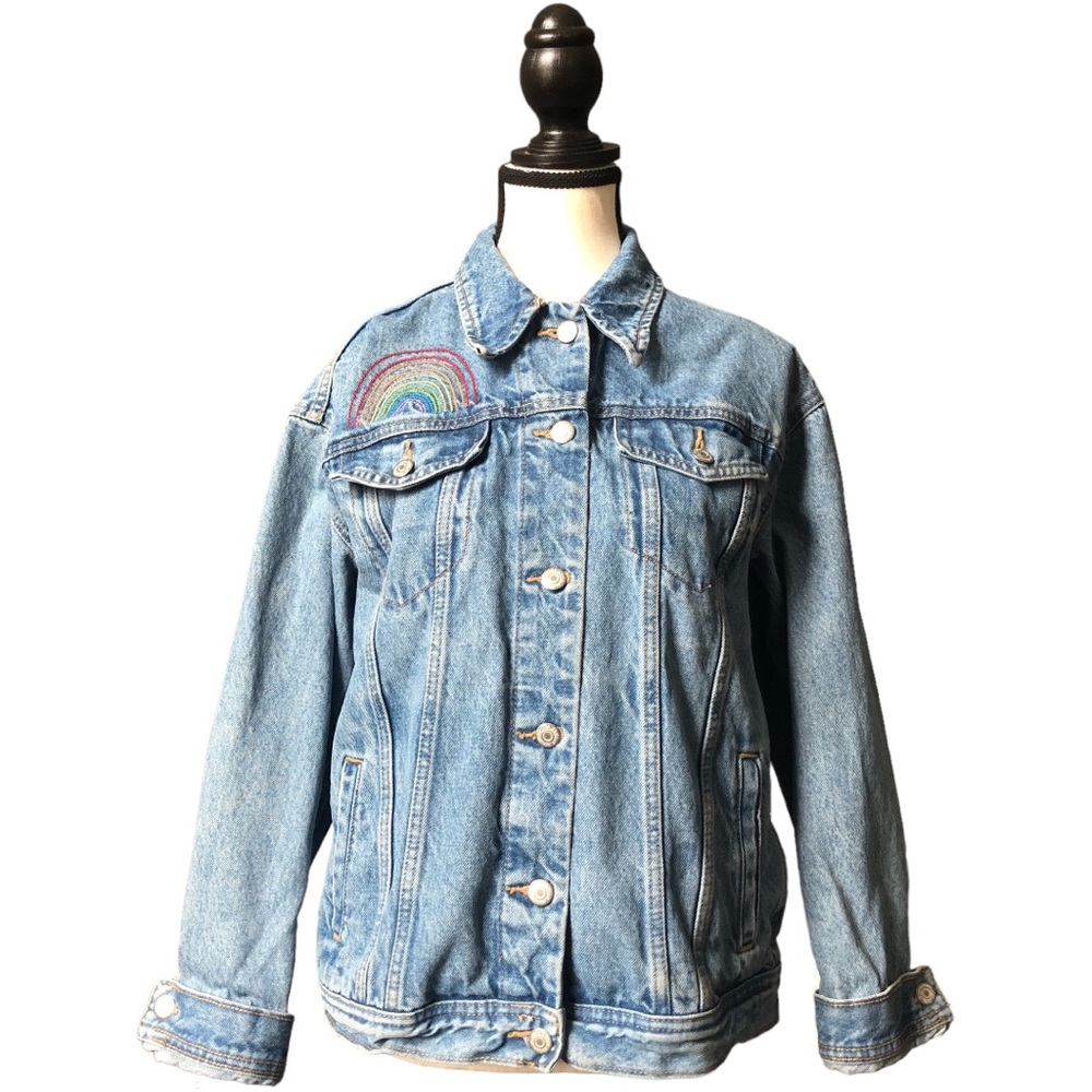 OLD NAVY Rainbow Denim Jacket Blue Womens - Picture 3 of 8